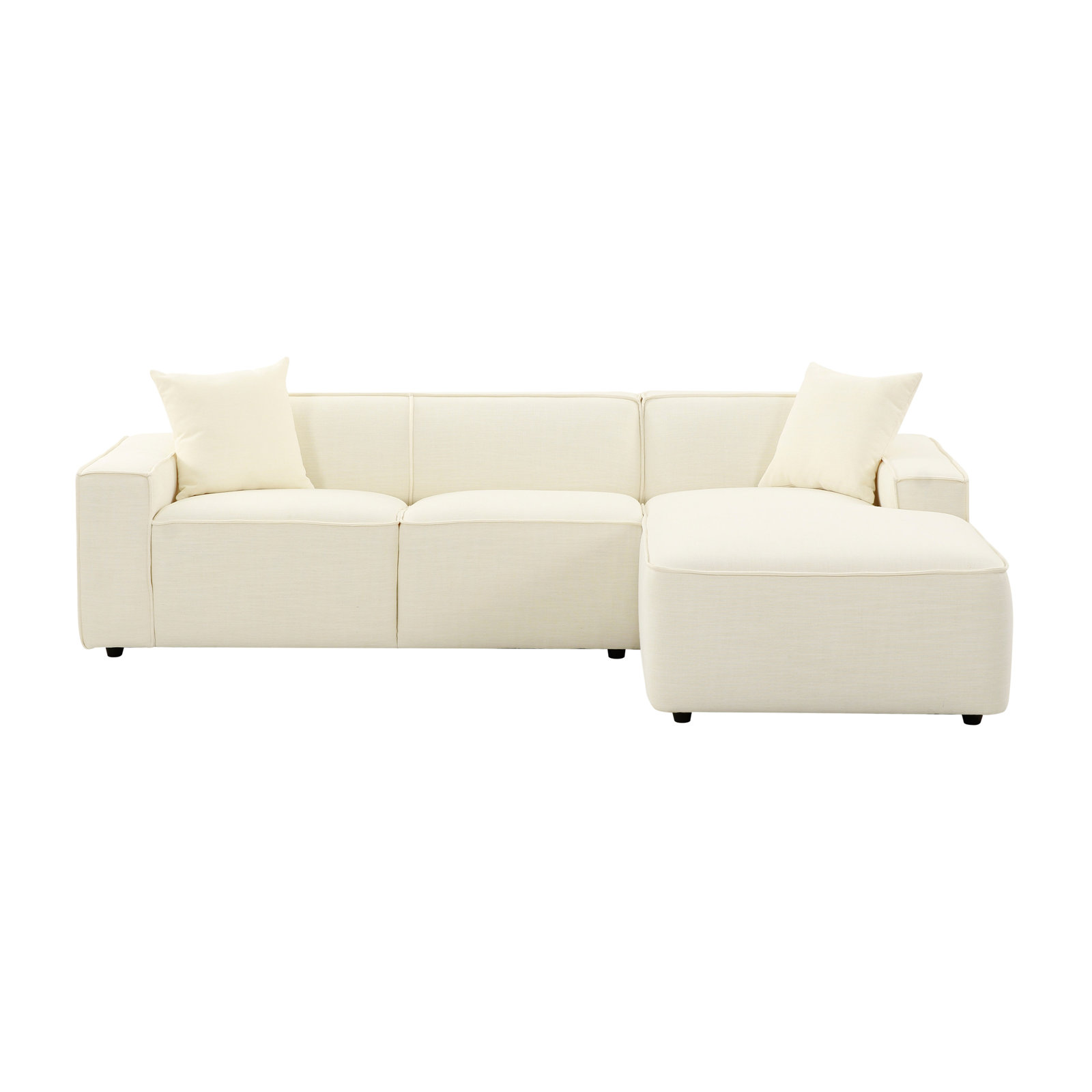 Linen Sofa and Chaise, Right Hand Facing, Cream Velvet