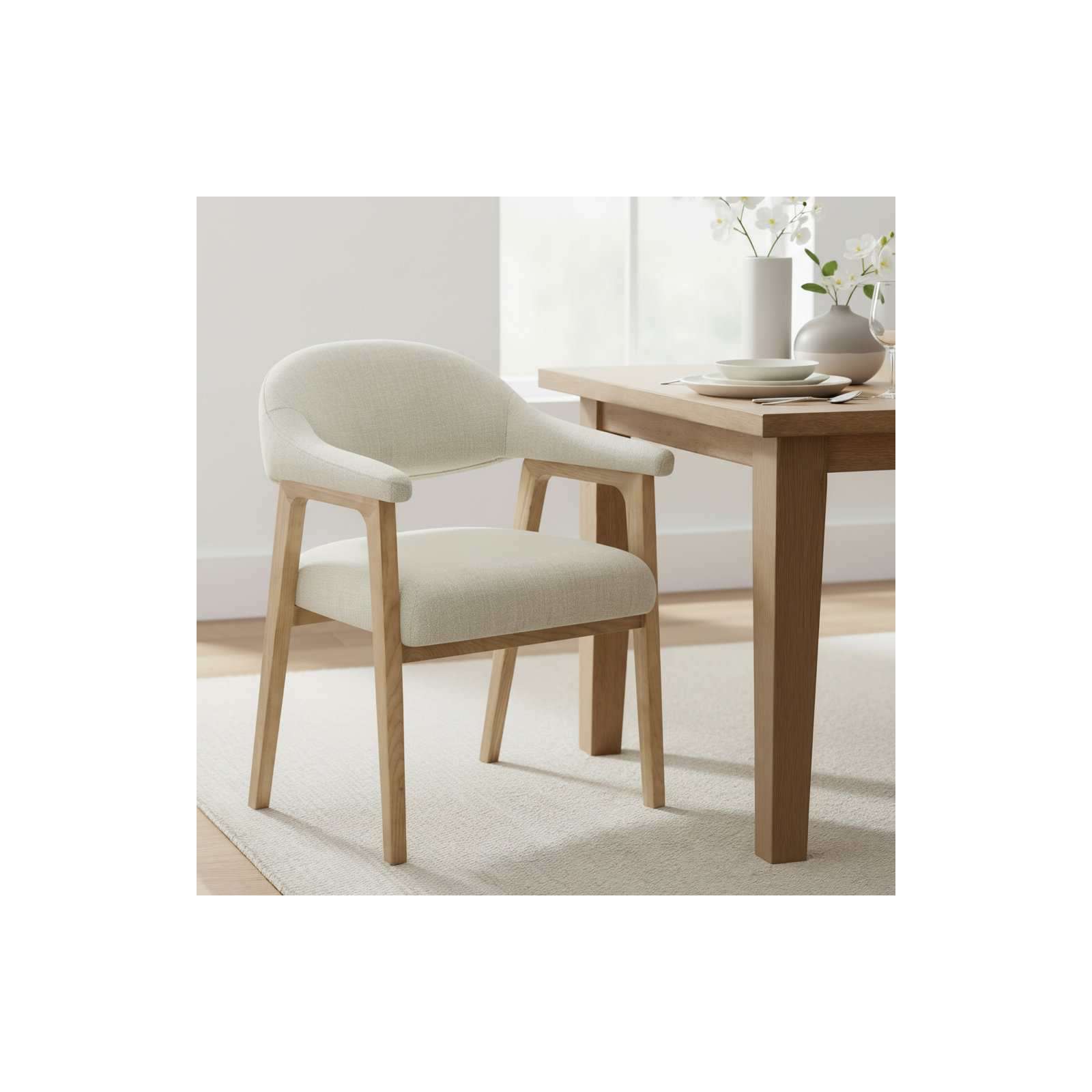 Rosswell Upholstered Dining Chair, Effie Linen Performance Linen