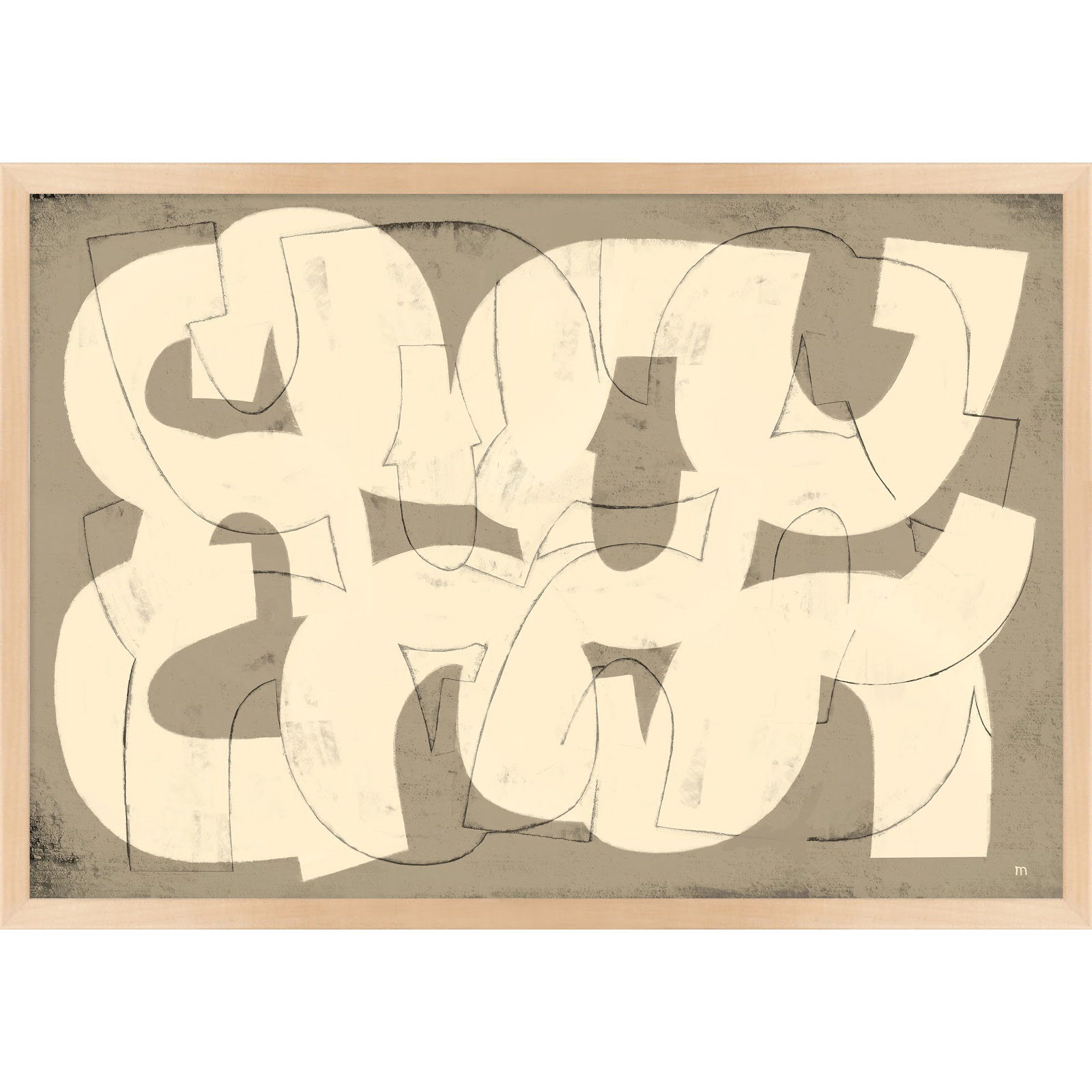Drawing By StudioM by StudioM, Maple Framed Paper, 26.5" H x 38" W x 1.25" D