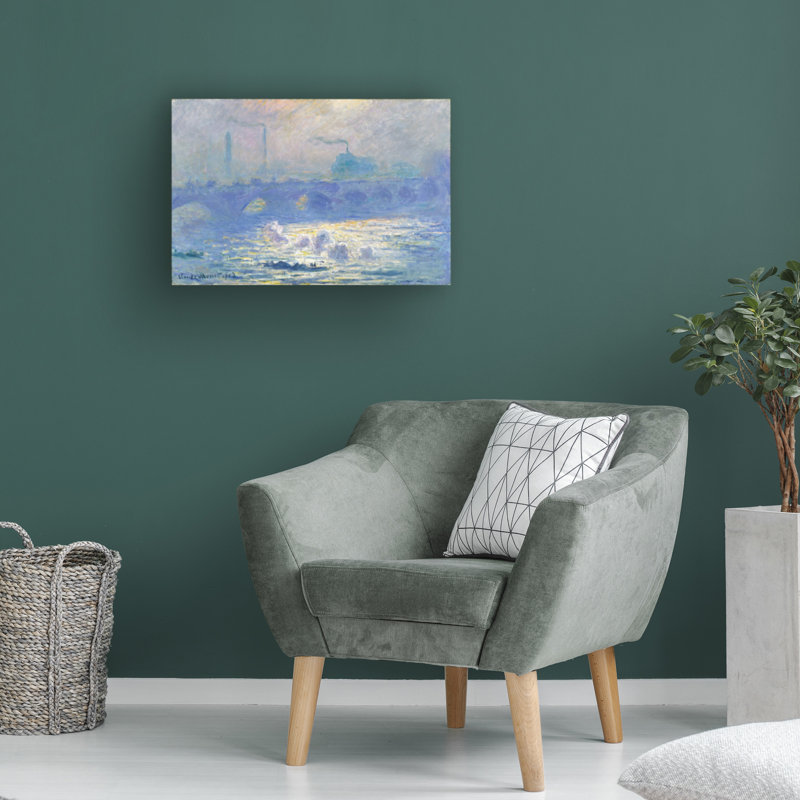 Wrapped Canvas Wall Art - Monet 'Waterloo Bridge' Wall Art for Living Room, Bedroom, or Office Décor - 12x19, 12" H x 19" W