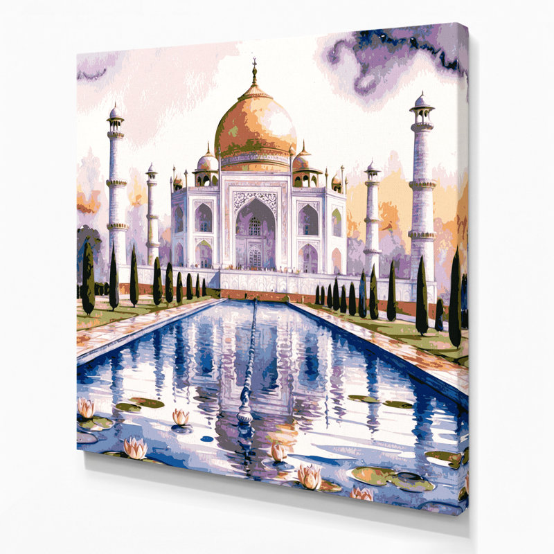 Cities Agra India Beige Canvas Wall Art, 8" H x 8" W