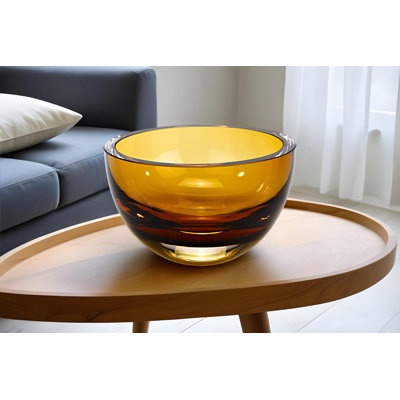 Sandston Mouth Blown Crystal Thick Walled Bowl