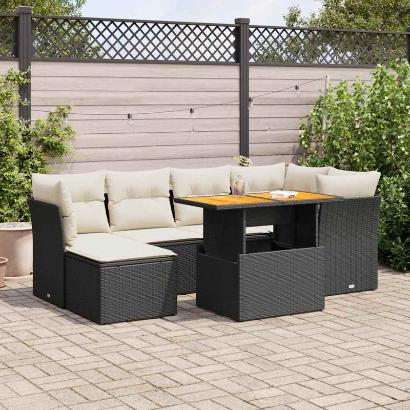 Ensemble de canapé de jardin Vidaxl noir, blanc crème