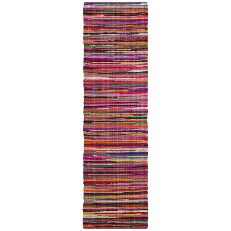 Tapis en coton tissé à la main Nidhi, Tapis de couloir 2 pi 3 po x 10 pi