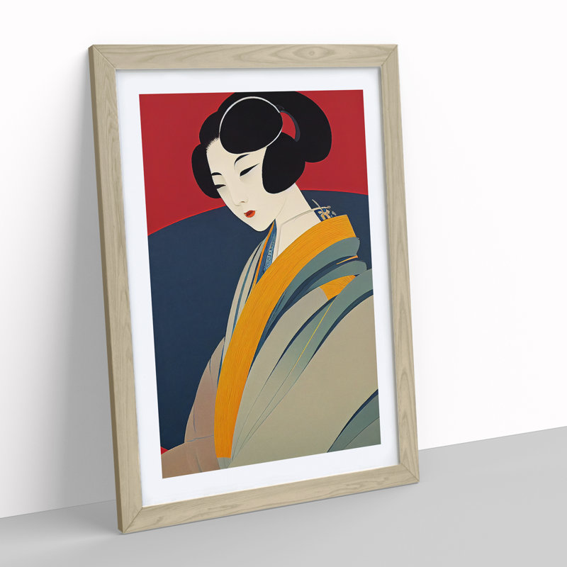 Artful Geisha No.4 - Single Picture Frame Print, 64cm H x 46cm W x 2cm D, Oak Framed