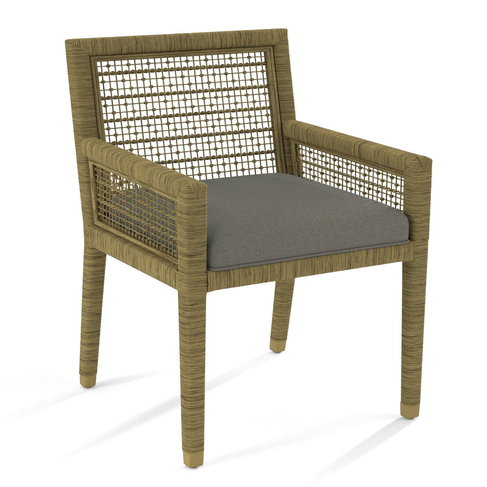 Glinda Dining Armchair, Gray Sugar Performance; 0863-84, Brass