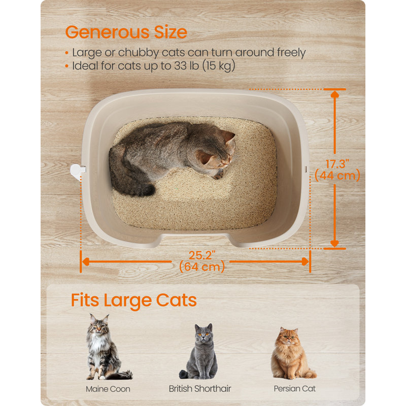 Polypropylene Litter Box with Scoop, Beige