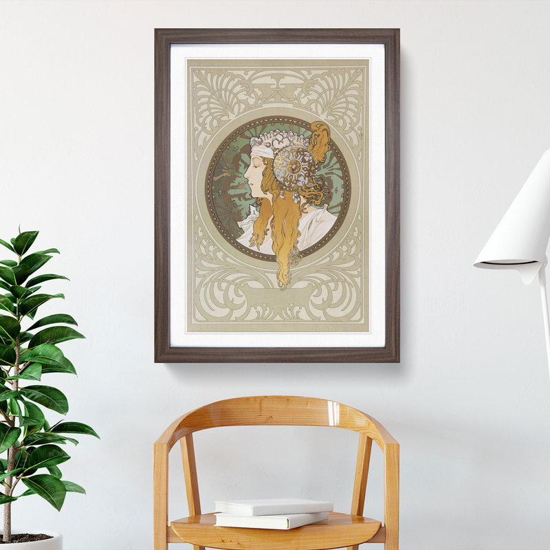 Byzantine by Alphonse Mucha - Picture Frame Painting, Walnut Framed, 36cm H x 27cm W x 2cm D