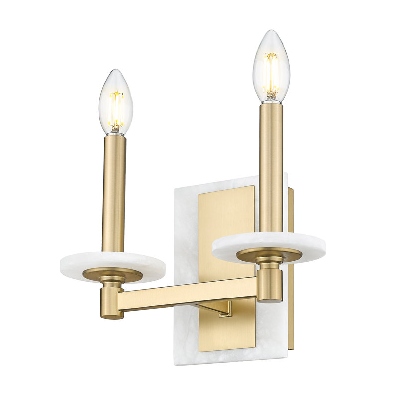 Applique murale moderne Burdine, Doré, H 9 po x l 11 po x P 5,75 po, Deux lumières