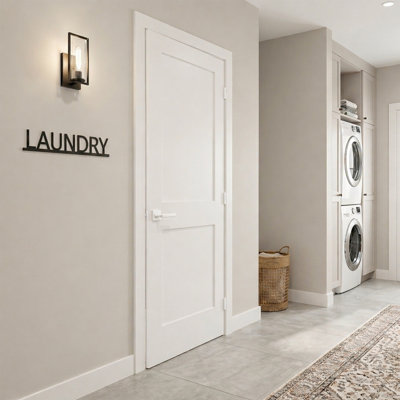 32 po x 80 po à 2 panneaux de style Shaker avec porte creuse intérieure pré-suspendue pour salle de bain, garde-manger, porte intérieure pour buanderie, gaucher