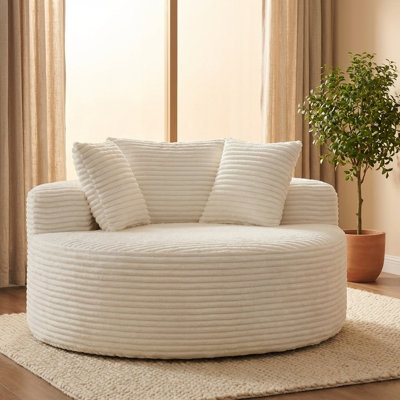 Canapé surdimensionné de 55 po à un seul nuage, canapé désossé pour le salon, avec coussins de siège confortables Chaise ronde pour la chambre à coucher du salon, appartement sans assemblage requis