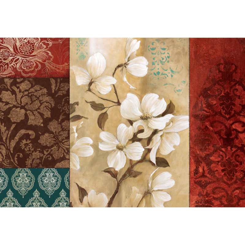 White Spice Floral 2 1 Piece Wrapped Canvas Wall Art, 20cm H x 30cm W