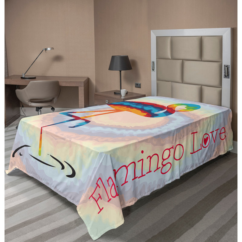 Multicolore drap plat Ambesonne Flamingo, Drap plat pour lit simple