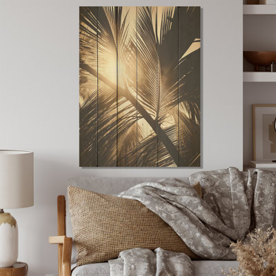 Sepia Serenity Palm Leaves - Palms & Palm Trees Wood Art On Natural Pine Wood -  Bay Isle Home™, 1763070F0D164C38836E5EA8280B118F