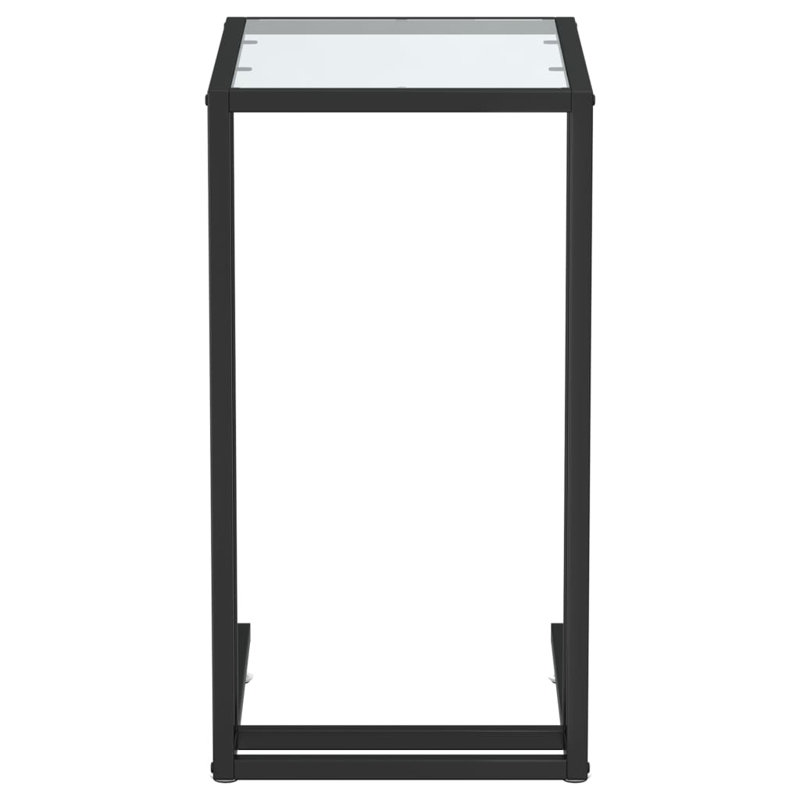Nathanson Glass Top Block End Table, Clear, Black