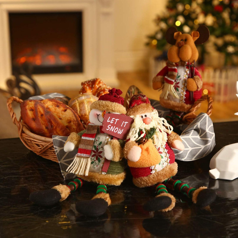Ensemble de décoration de Noël 3 pièces père Noël, bonhomme de neige et renne