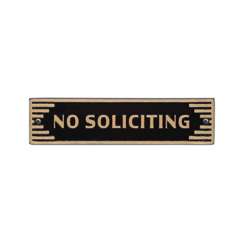 Door Statement Art Deco Plaque - No Soliciting