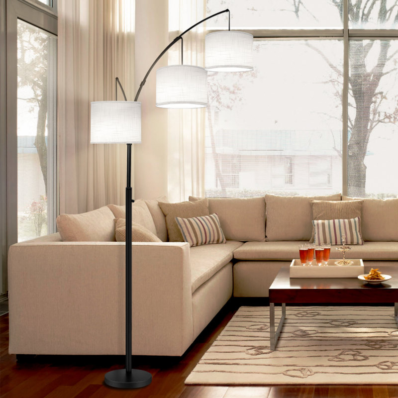 Khaleed 80" 3 Light Tree Floor Lamp, Black, White