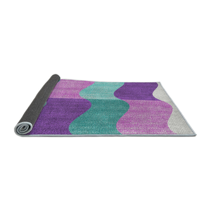 Tapis géométrique gris / rouge / bleu, Rond 8 pi