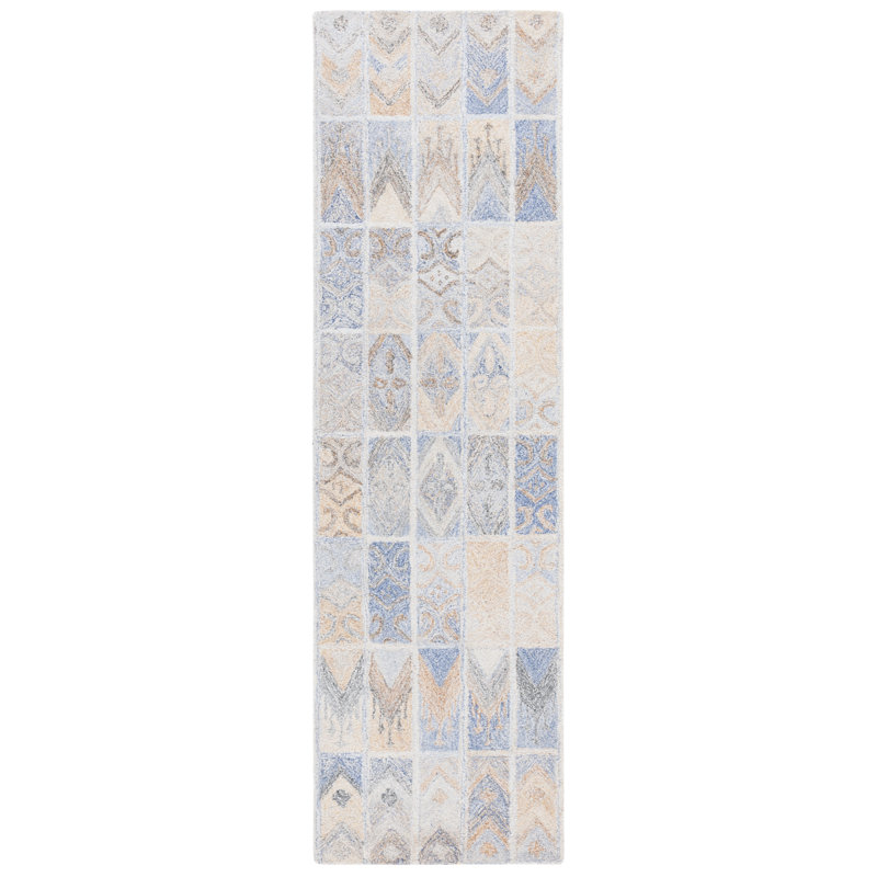 Tapis géométrique touffeté à la main Melica, Tapis de couloir 2 pi 3 po x 8 pi