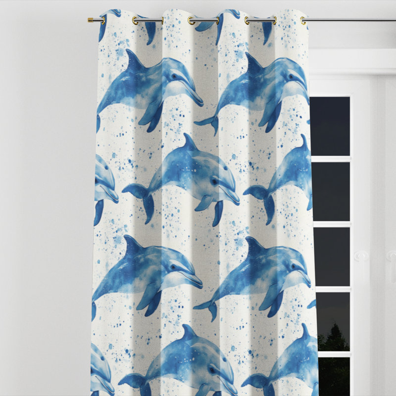 Rideaux à œillets Kids Ocean, Œillets dorés, L 52 po x L 120 po