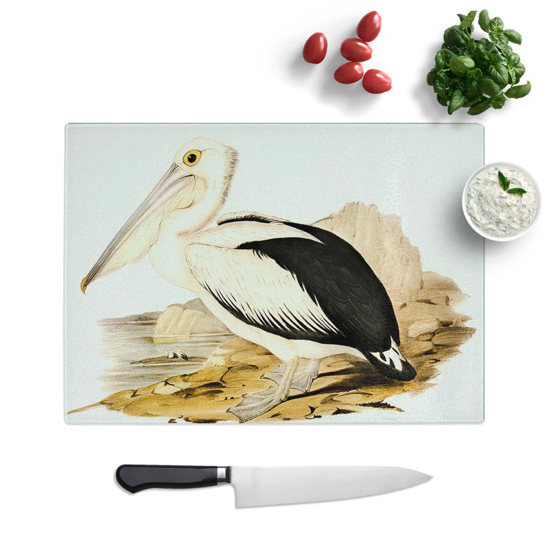 Tempered Glass Australian Pelican Chopping Board, 28.5 cm W x 20 cm L