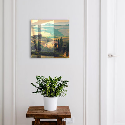 Key box for home, Opens to the left, 30x30x5, White, Charming Tuscan hills full of cypresses, 