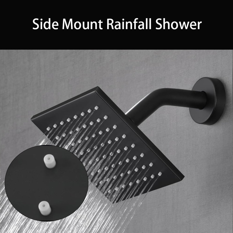 Shower System,10 Inch Ceiling Mount Shower Head With 10 Inch Handheld Shower Head, Black
