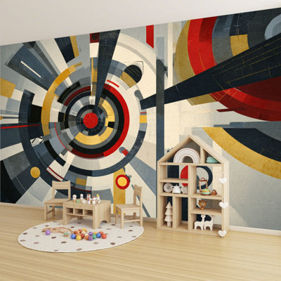 Papier peint auto-adhésif mural en labyrinthe gris bourgogne gris H 100 po x l 144 po Peel and Stick