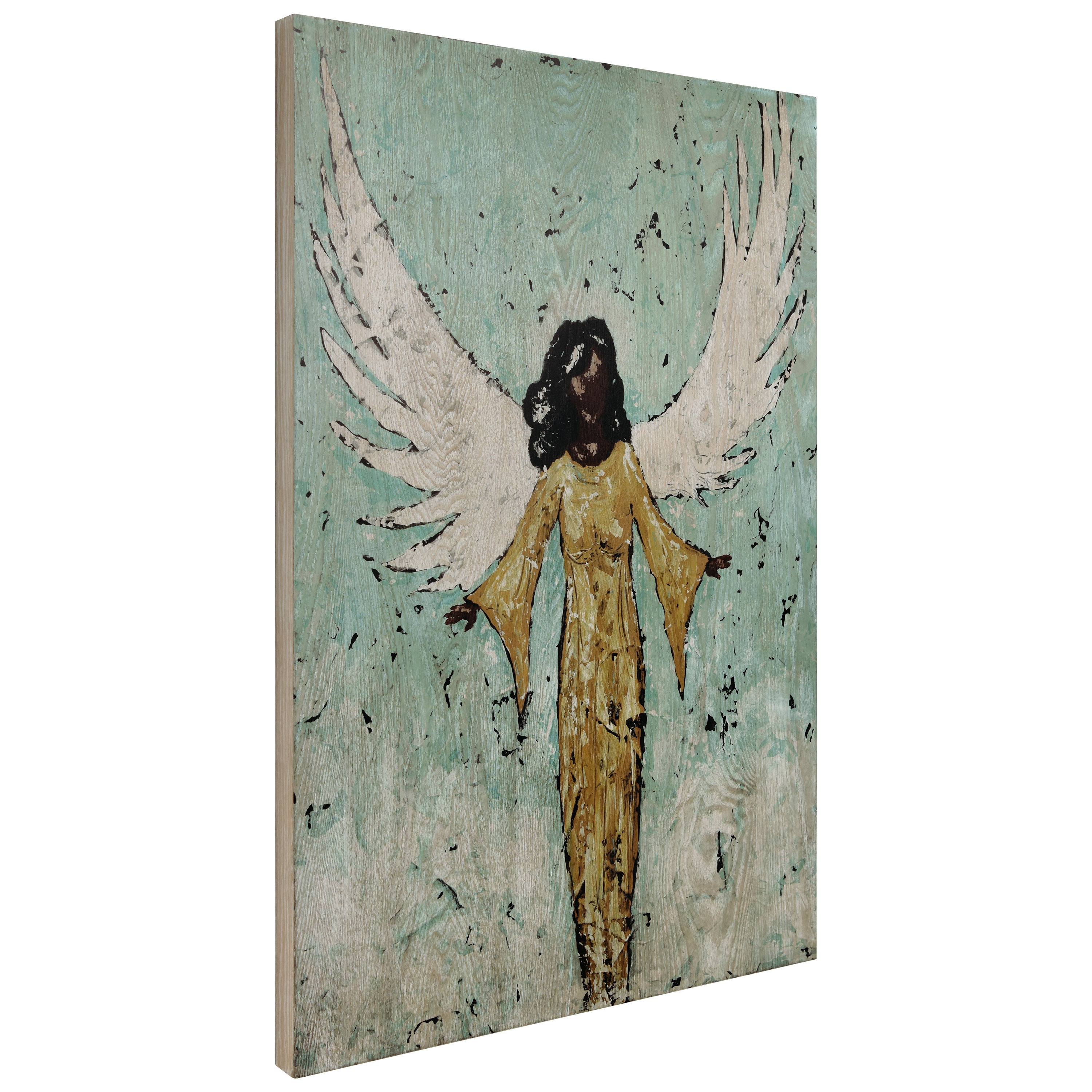 Trinx Earthly Angel II On Wood Painting | Wayfair