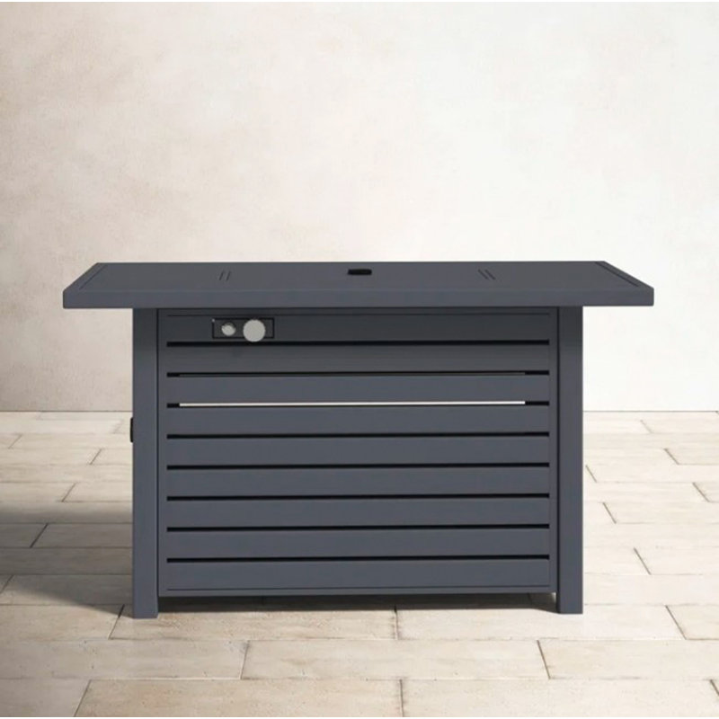 Steel Propane/Natural Gas Outdoor Fire Pit Table With Lid, Gray, 25" H x 20" W x 42" D