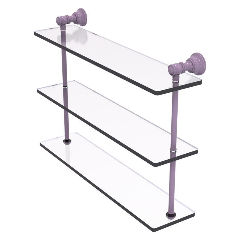 Freyja 3 Piece Glass with Towel Bar, 16" H x 22" W x 5.54" D, Lavender