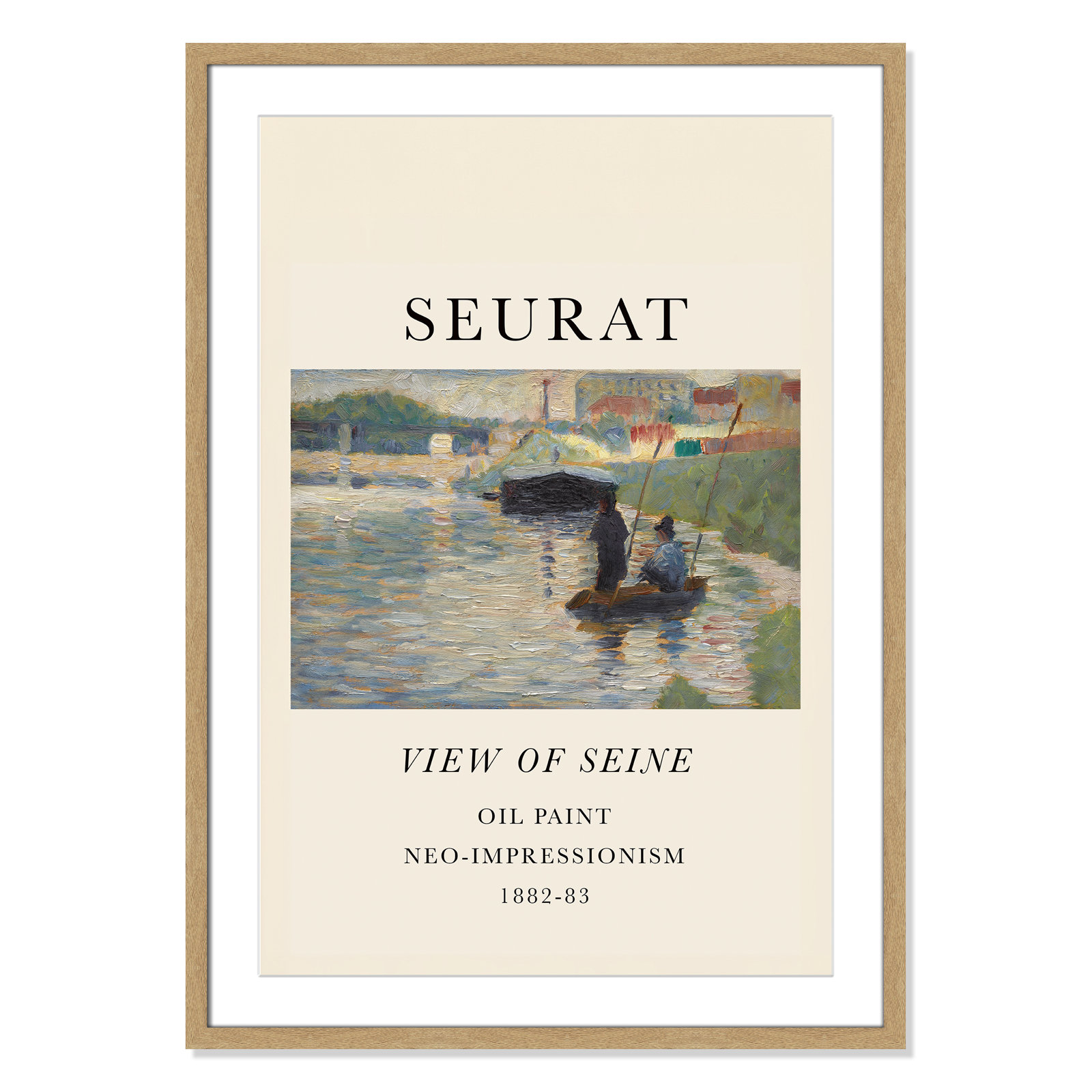 View Of Seine by Georges Seurat, Yes, 35.5" H x 25.5" W x 1.25" D, Natural Single Picture Frame