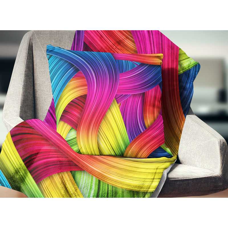 Art 3D arc-en-ciel - coussin abstrait imprimé, 16 po x 16 po, Carré