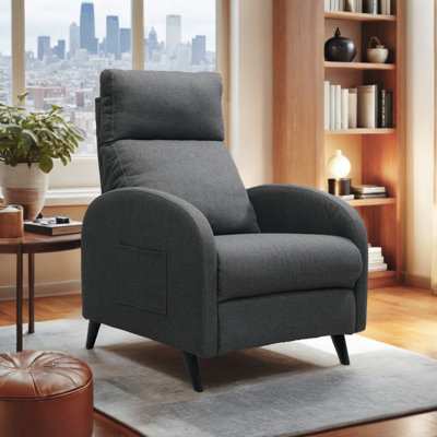 Upholstered Push Back Recliner Chair Sofa with Storage Pocket by George Oliver