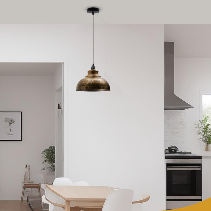 17cm H Metal Dome Lamp Shade, Brushed Copper
