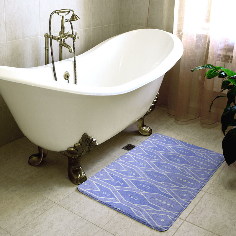 Tapis pour salle de bain Trellis, l 17 po x L 24 po, bleu