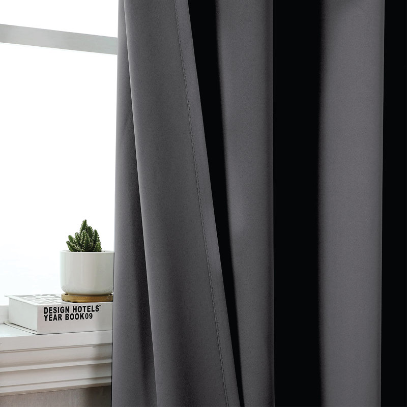 Frasco Blackout Curtain Pair, Charcoal, 167.64cm Width x 137.16cm Drop