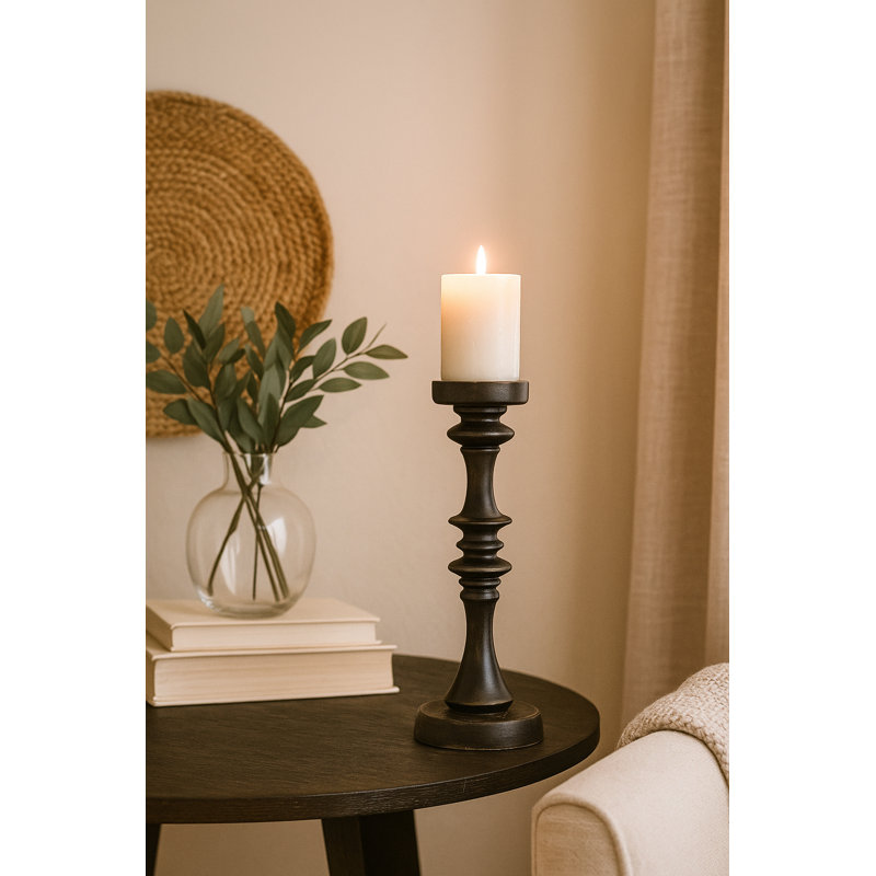 Baluster Pillar Candle Stand -Medium -Black,  29'' H x 7.5'' W x 7.5'' D, Black