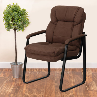 Isla Modern LeatherSoft Executive Side Reception Chair with Sled Base