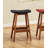 Solid Wood Counter Height Stools Set Of 2 Faux Leather Seat Mid-Century Modern Barstools Kitchen Dining Furniture-1706377054