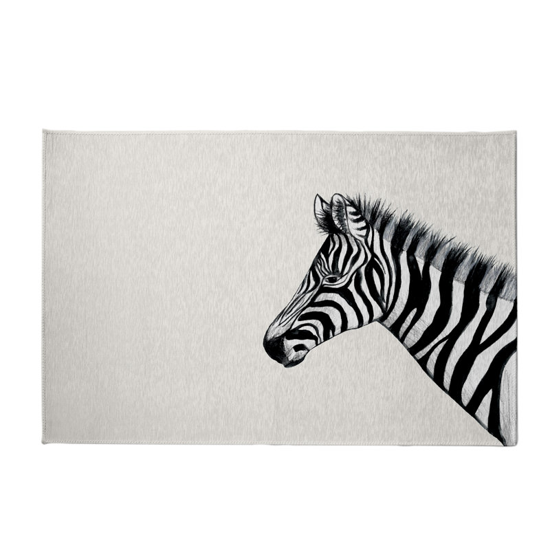 Tapis gris / noir à imprimé animal, Rectangle 2 pi x 3 pi