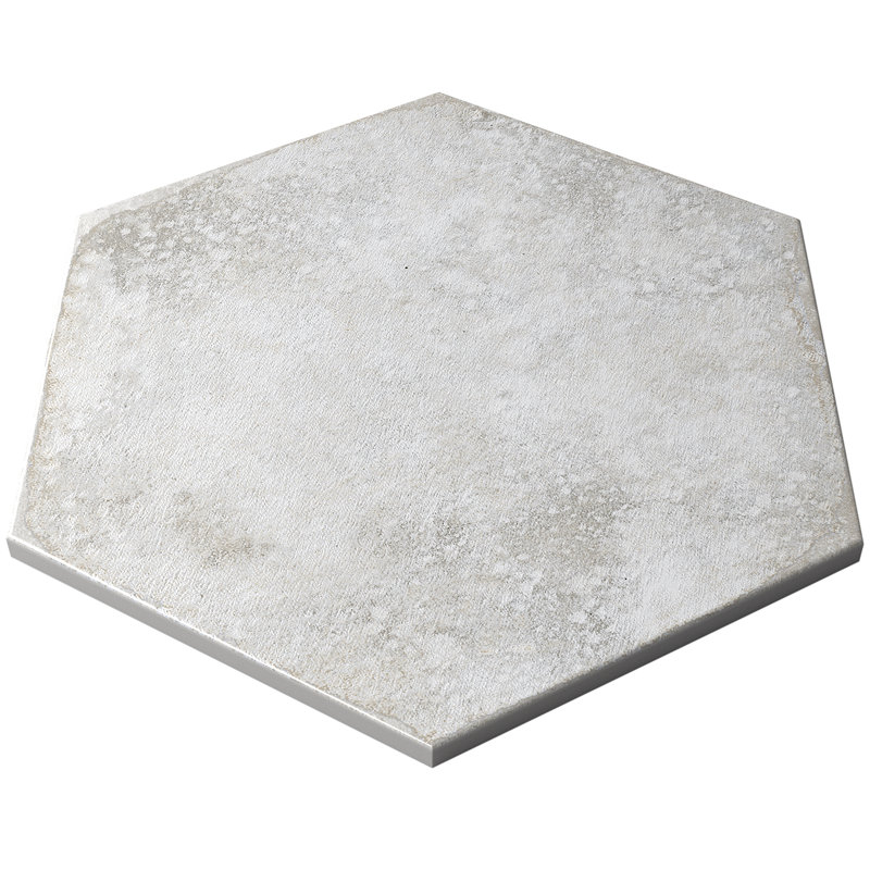 Carreau de porcelaine pour plancher et mur aspect béton poli 9,13 po x 10,51 po Mandalay Hex, Blanc