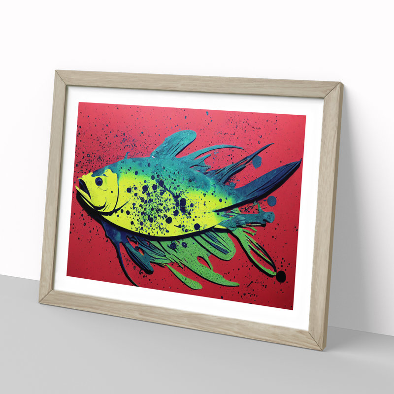 XH1022-3868X Fish Splash Vol.3 Abstract - Single Picture Frame Print, 46cm H x 64cm W x 2cm D, Oak