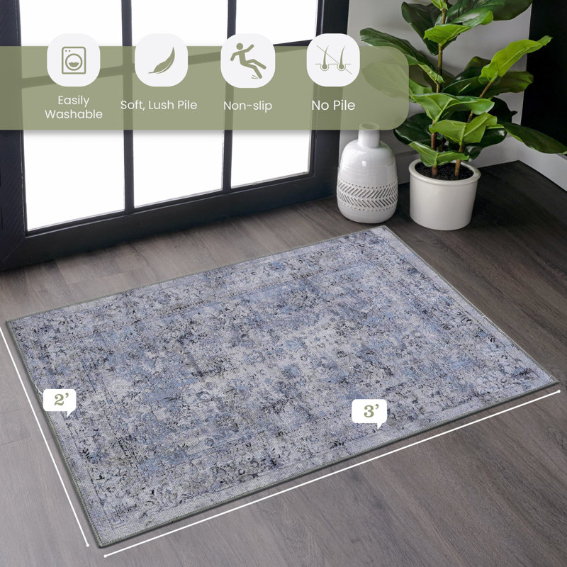 Nicholis Washable Geometric Indoor Rug, Rectangle 2' x 3'