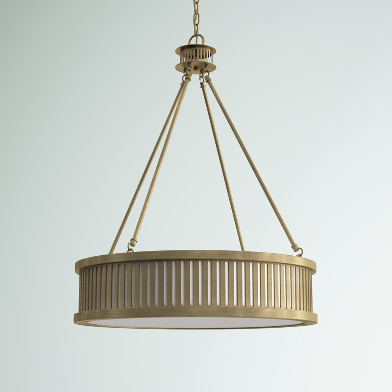 Lustre tambour 4 lumières Eastin, Laiton chaleureux