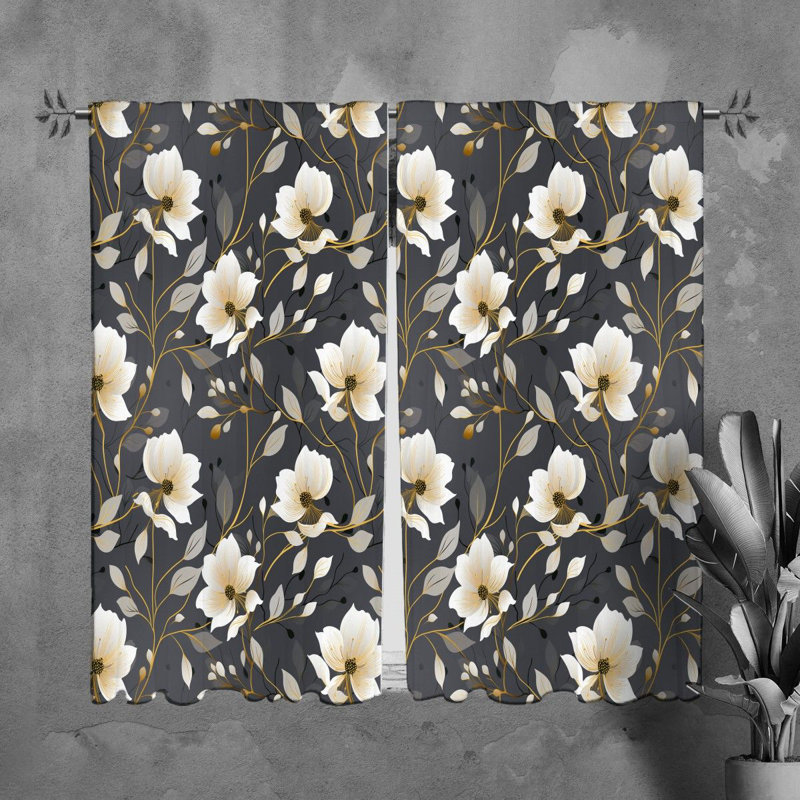 Rideaux à motif floral - 6138, L 20 po x L 82 po