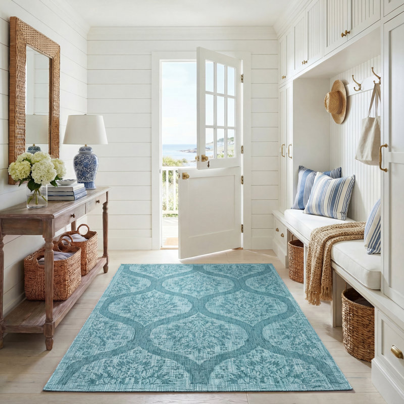 Tapis bleu / gris Hereth, Rectangle 5 pi 3 po x 7 pi 7 po