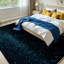 Tapis d'intérieur transparent lavable à la machine, motif lumineux turquoise abstrait-133456535