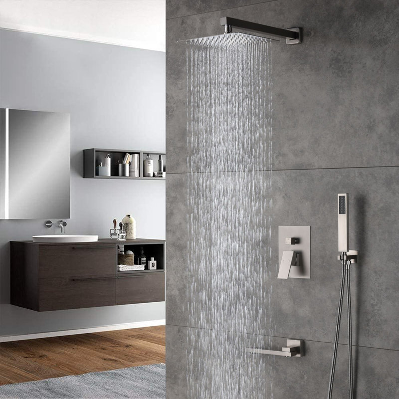 Système de douche complet avec valve brute, Nickel brossé